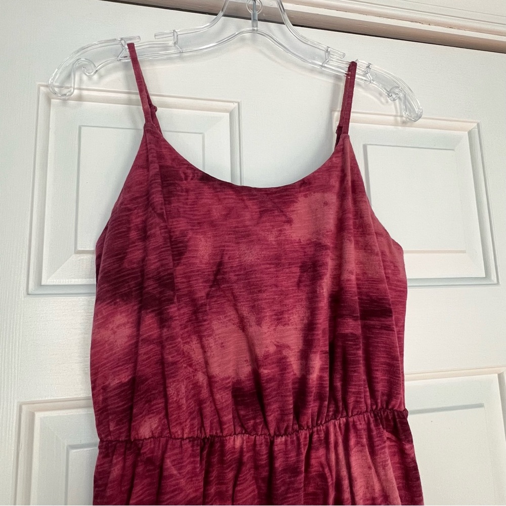 Old Navy Burgundy Tie-Dye Midi Spaghetti Strap Dress Small